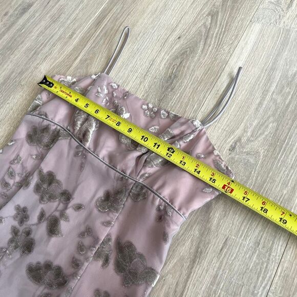 Vintage Y2K Pink and Grey Velvet Applique Formal Dress Pastel Prom Fairy Pixie - Picture 5 of 8